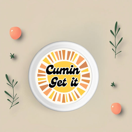 Cumin Get It Sticker – 3x3" Bold Spice Design for Food Lovers and Pun Enthusiasts