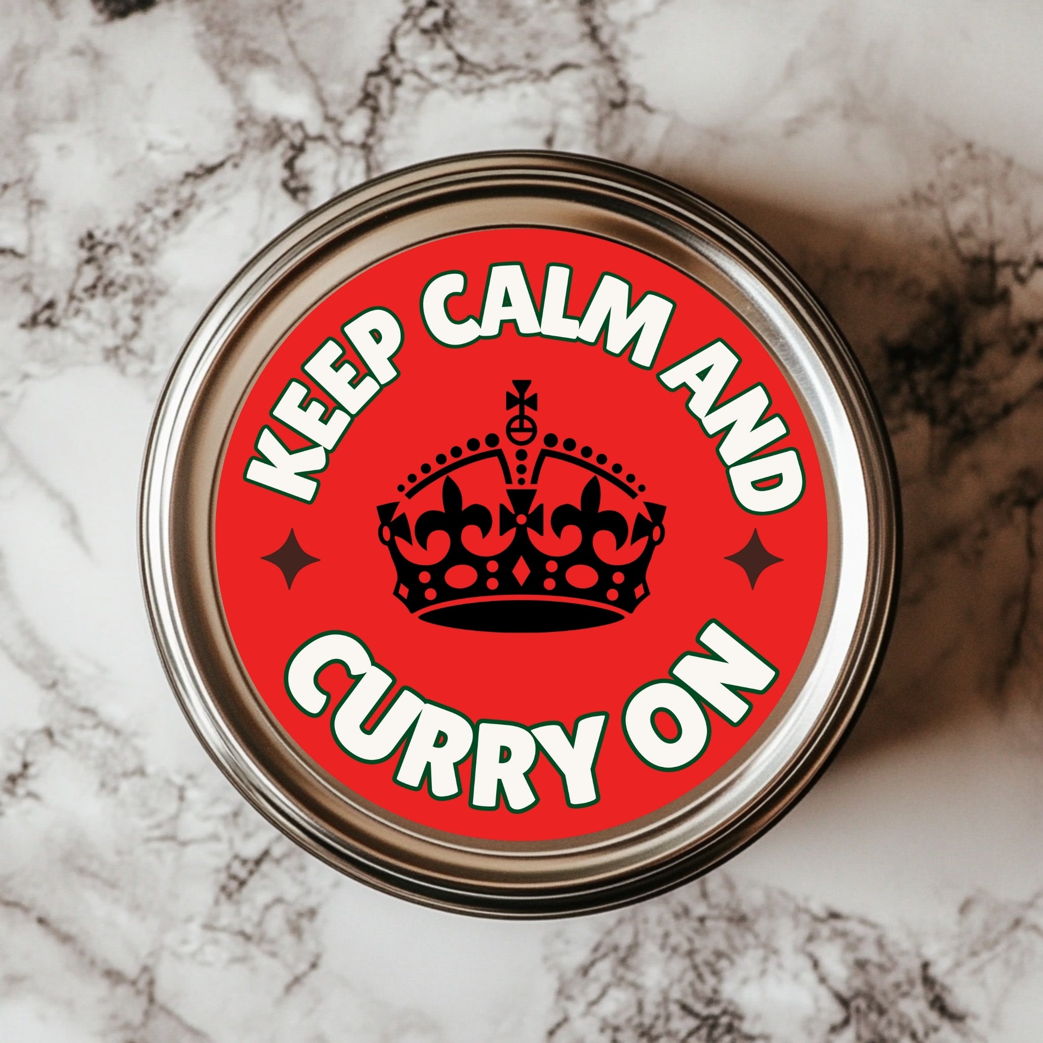 Keep Calm and Curry On – Bold Spice Sticker (2.25x2.25") vinyl waterproof