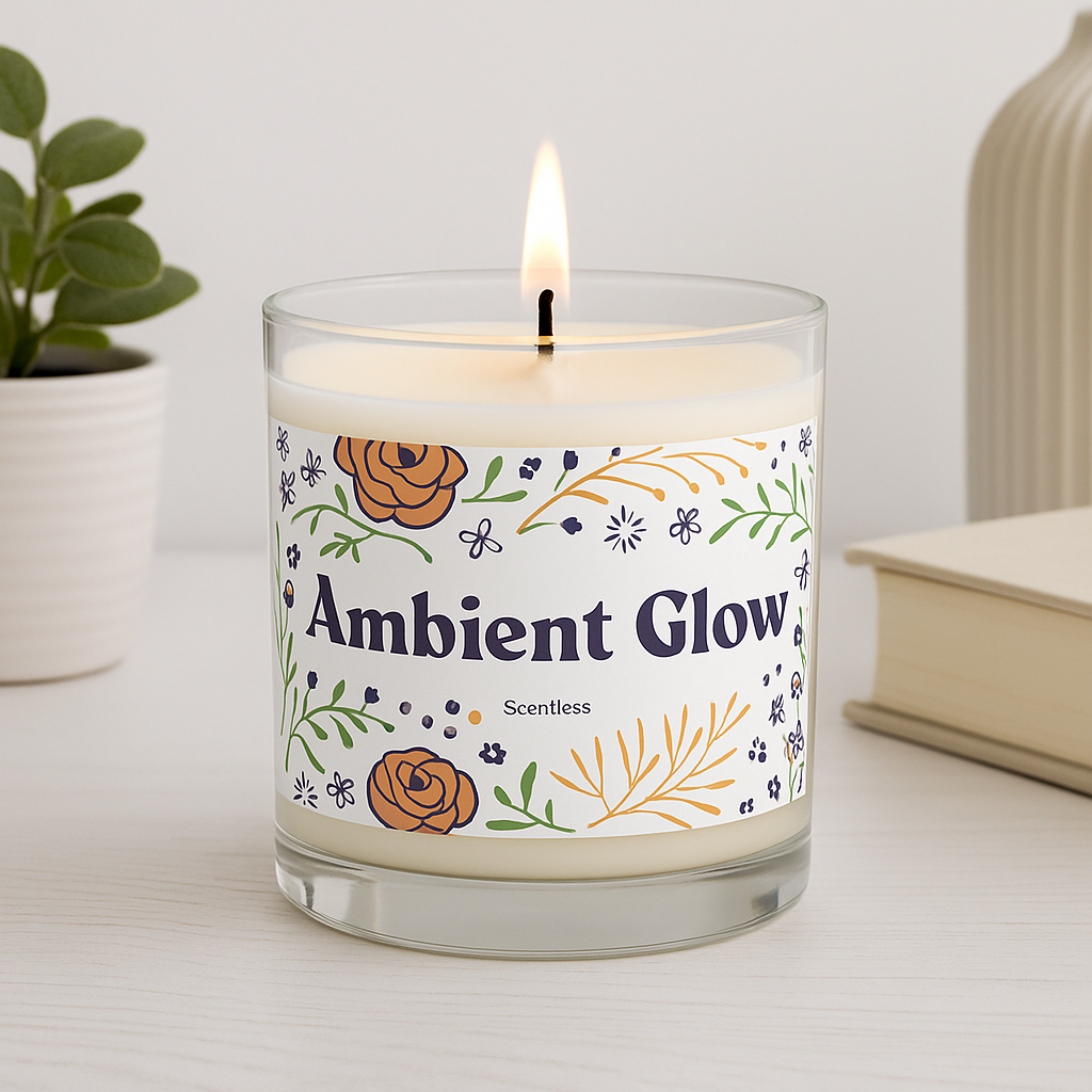 Unscented "Ambient Glow" Glass Jar Soy Wax Candle
