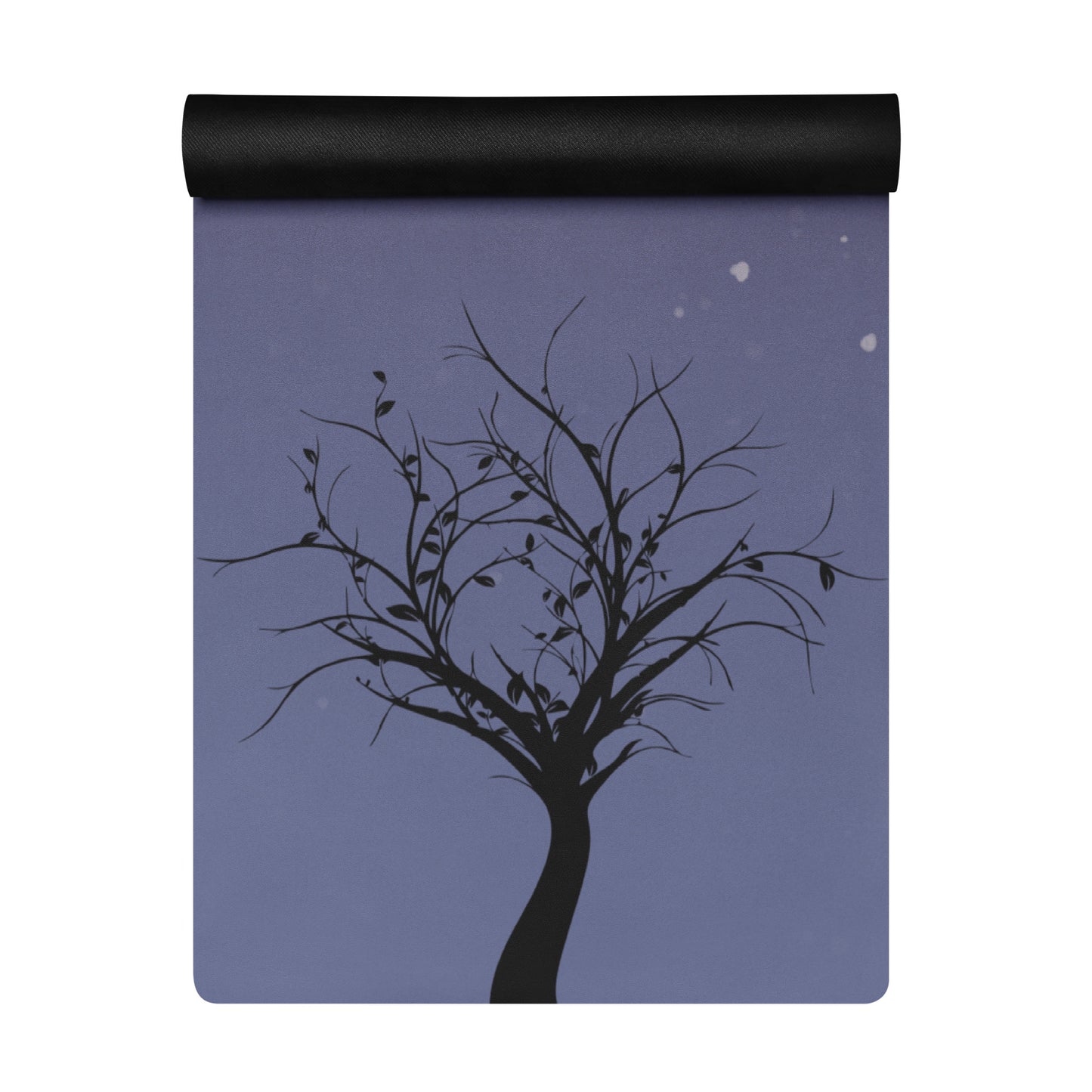 Meteor shower yoga mat featuring a shadowed tree