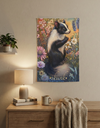 Whimsical Skunk Wall Tapestry – Cozy Botanical Indoor Art in 100% Polyester for Cottagecore Decor