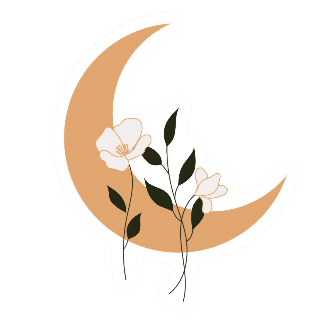 Enchanting Floral Moon Sticker