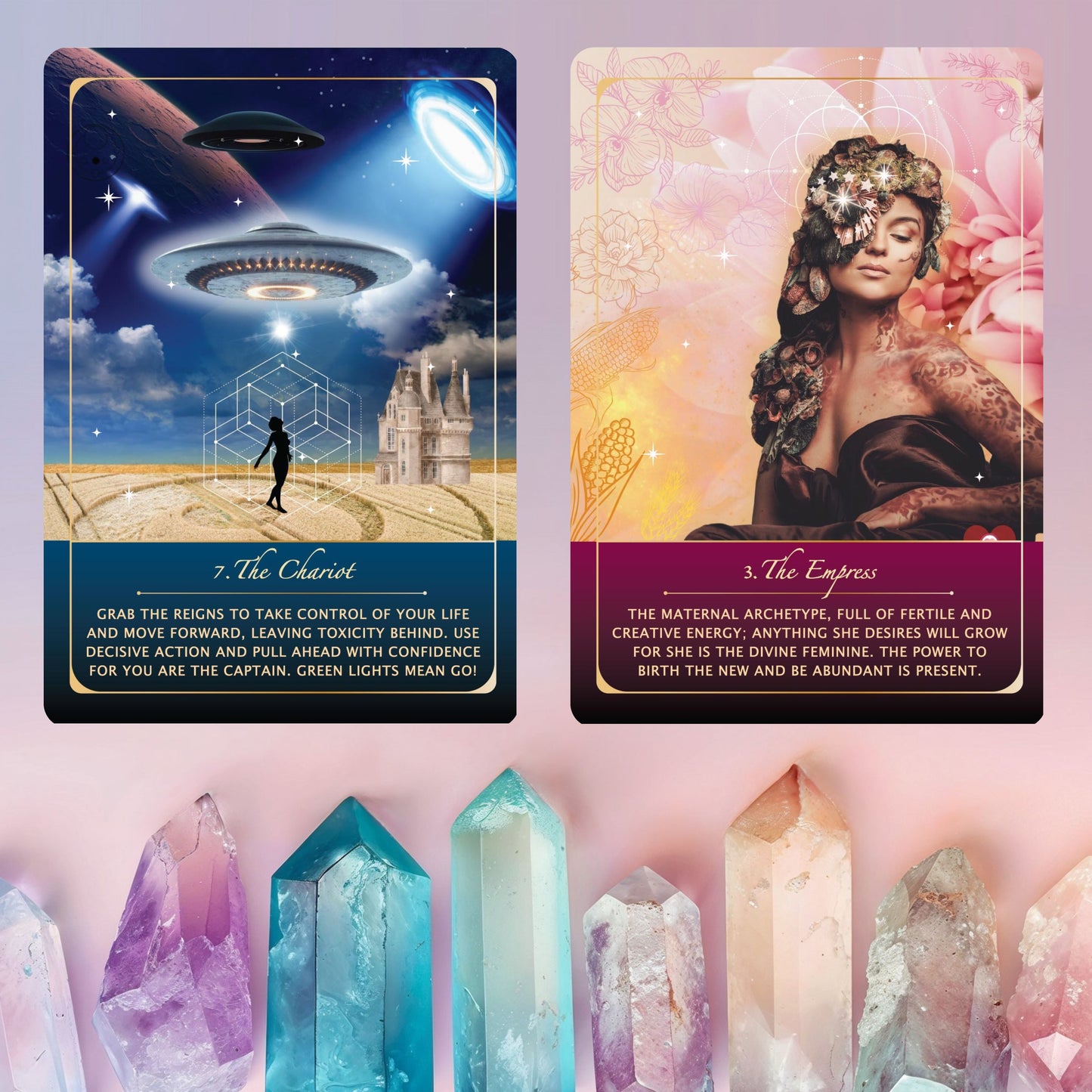 TAROT cards with gemstones