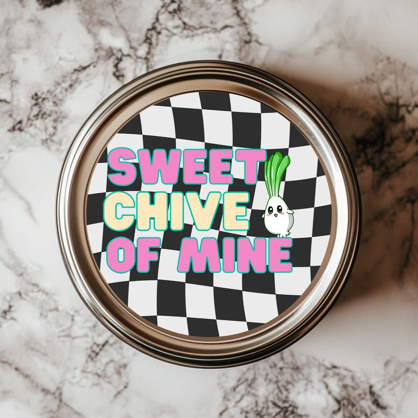 Sweet Chive Of Mine Sticker – 3" Retro Vinyl, Waterproof & Dishwasher-Safe Herb Kitchen Decor