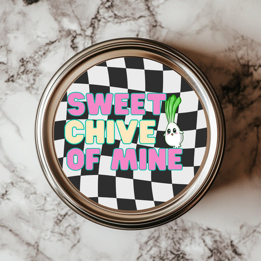 Sweet Chive Of Mine Sticker – 3x3" Retro Herb Vinyl, Waterproof, Dishwasher-Safe