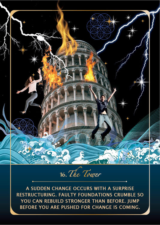 The Tower Major Arcana Art Print - Mystical 5x7 Inch Tarot Card Decor by Canvas and Quill