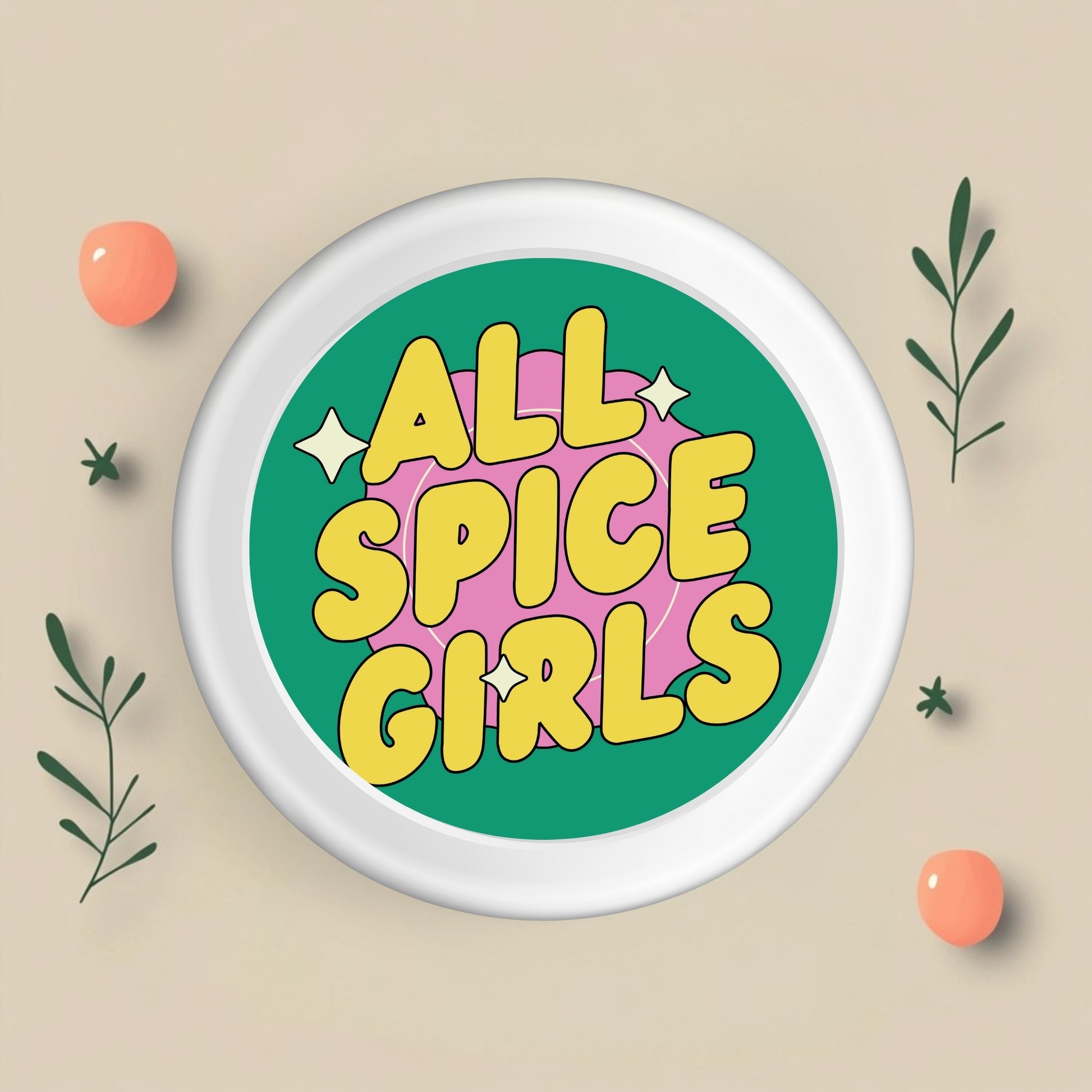 Close-up of the All Spice Girls Retro Pop Sticker, featuring lively typography that celebrates girl power and nostalgia in a colorful vinyl design.