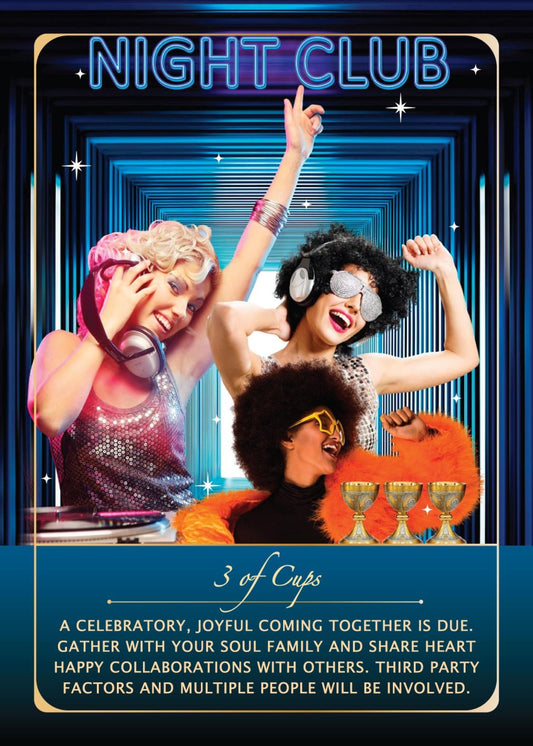 Three of Cups Tarot Art Print - 5x7 Inch Minor Arcana Artwork for Celebration and Friendship