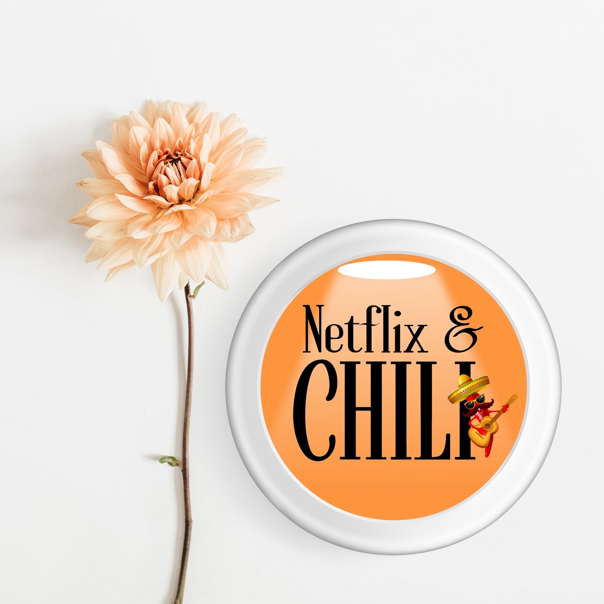 Vibrant Funny Netflix & Chili Sticker - ideal for adding a playful kitchen humor gift touch.