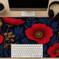 Vivid Poppy Desk Mat - 100% Polyester Anti-Slip Gaming and Work Surface with Durable Hemmed Edges