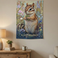 Charming Chipmunk Wall Tapestry showcasing whimsical animal art featuring a playful chipmunk surrounded by vibrant meadow blooms, perfect for nature-inspired decor.