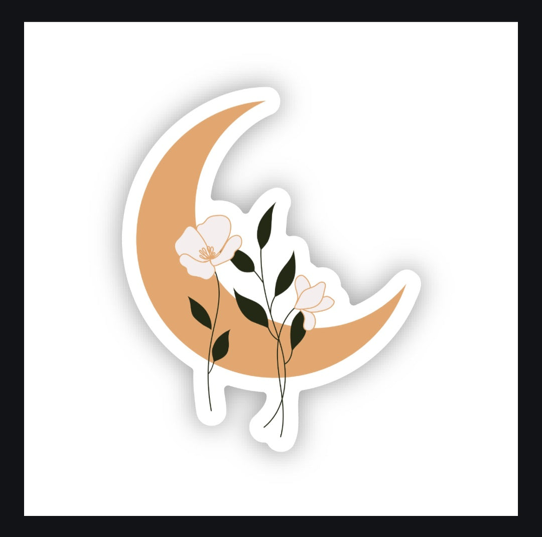 Enchanting Floral Moon Sticker