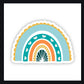 Durable and die-cut Happy Blue Rainbow Sticker, showcasing a vibrant rainbow and heart iconography.