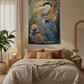 Blue Heron Tapestry Bedroom Mockup 2