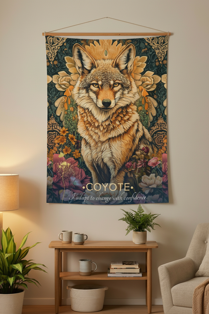 Coyote Tapestry Bedroom Mockup 1