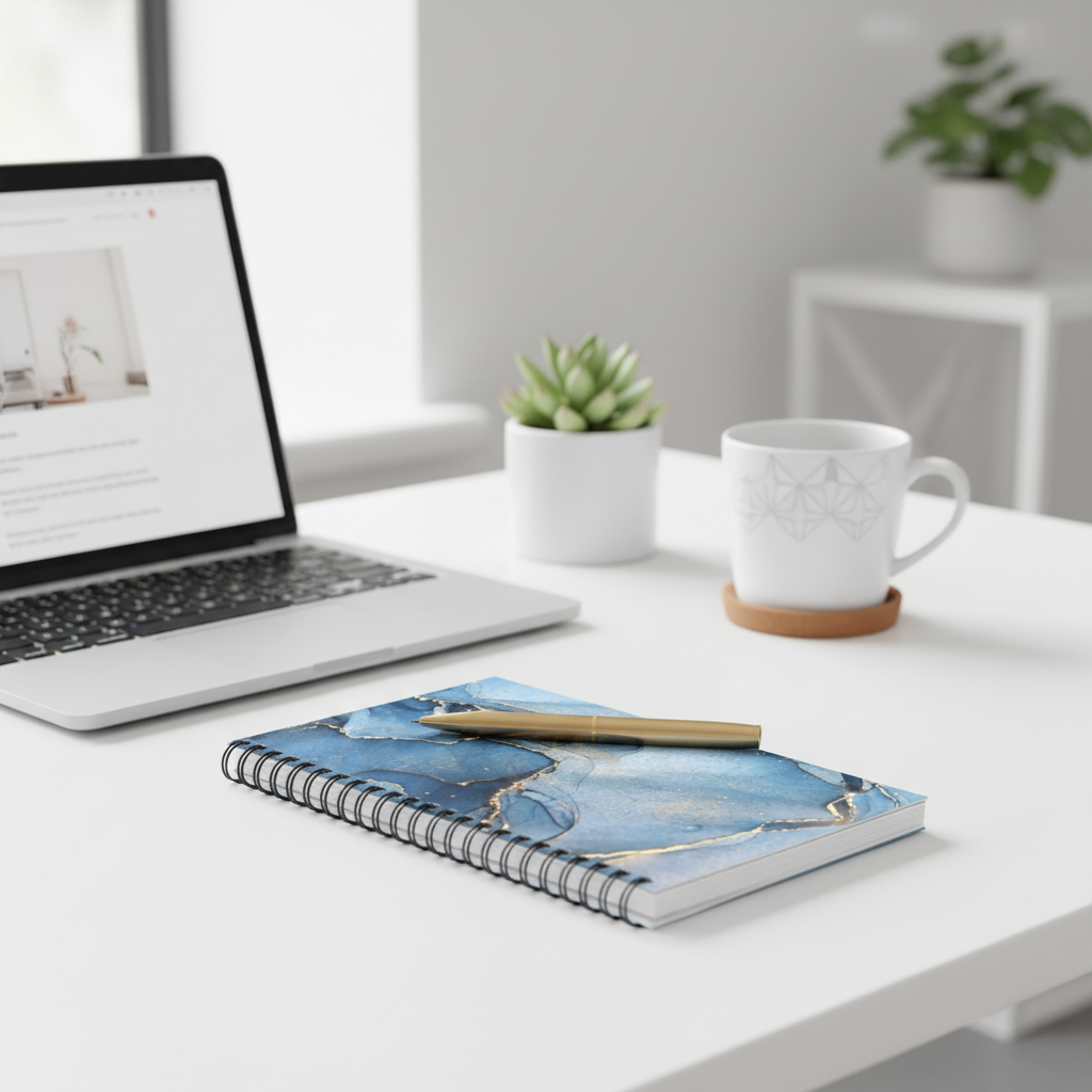 Crystal Blue Agate Notebook Modern Desk