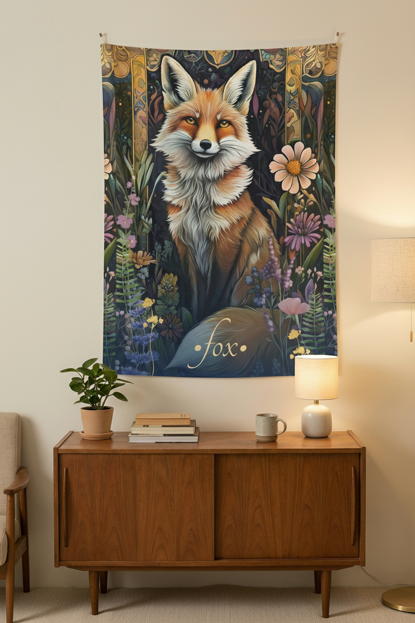 Fox Tapestry Bedroom Mockup 1