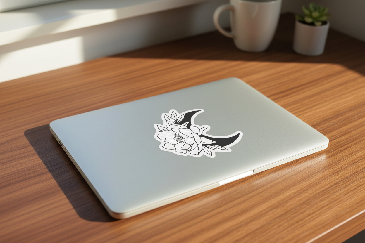 Lunar Garden Sticker on Laptop