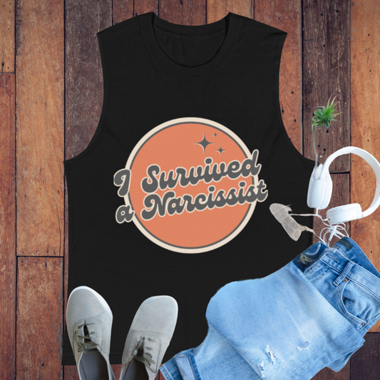 I Survived A Narcissist Soft Sleeveless Muscle Shirt - Comfy Casual Tank Top