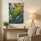Parrot Tapestry in Boho Living Room