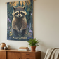 Raccoon Tapestry in Nature-Inspired Living Room