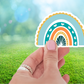 Matte finish Happy Blue Rainbow Sticker designed for indoor and outdoor use, adding joy to any surface.