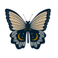 Close-up of the Black Moonlit Butterfly Sticker highlighting its intricate patterns and rich colors, ideal for anyone enchanted by black butterfly sticker designs.
