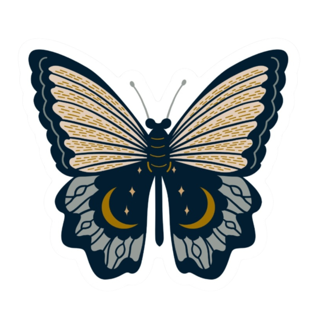 Black Moonlit Butterfly Sticker