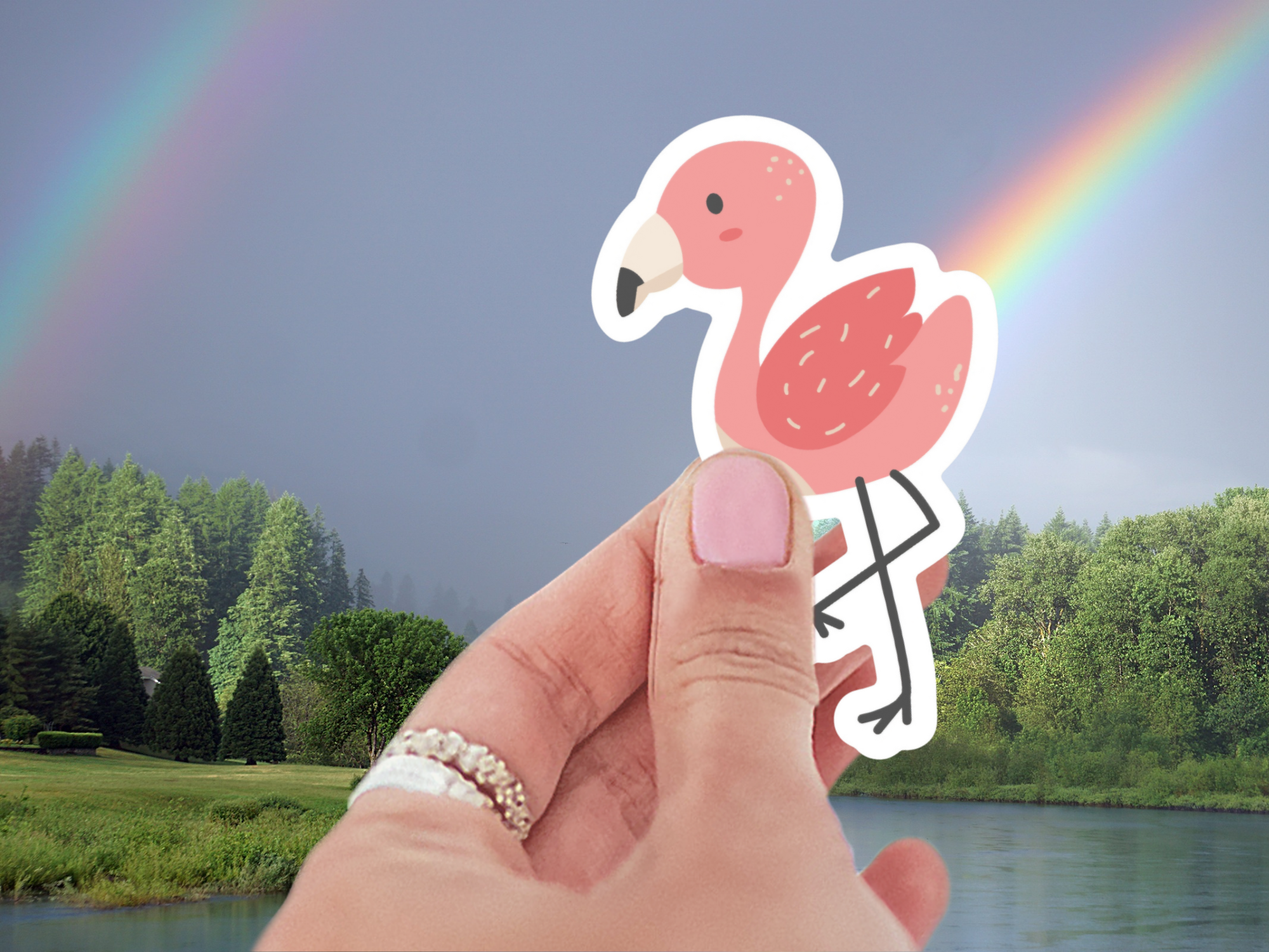 Fancy Flamingo Sticker