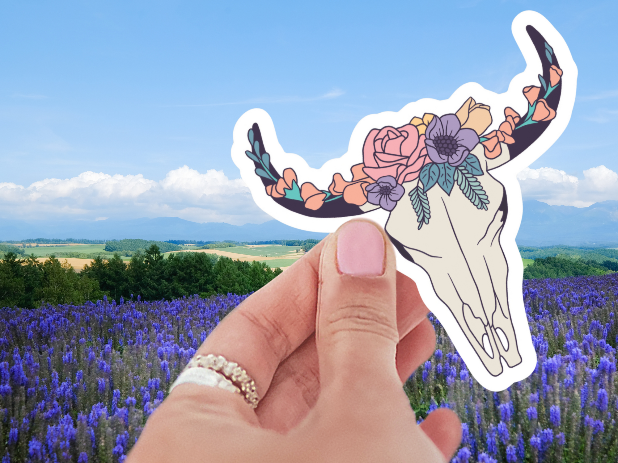 Boho Flowering skull