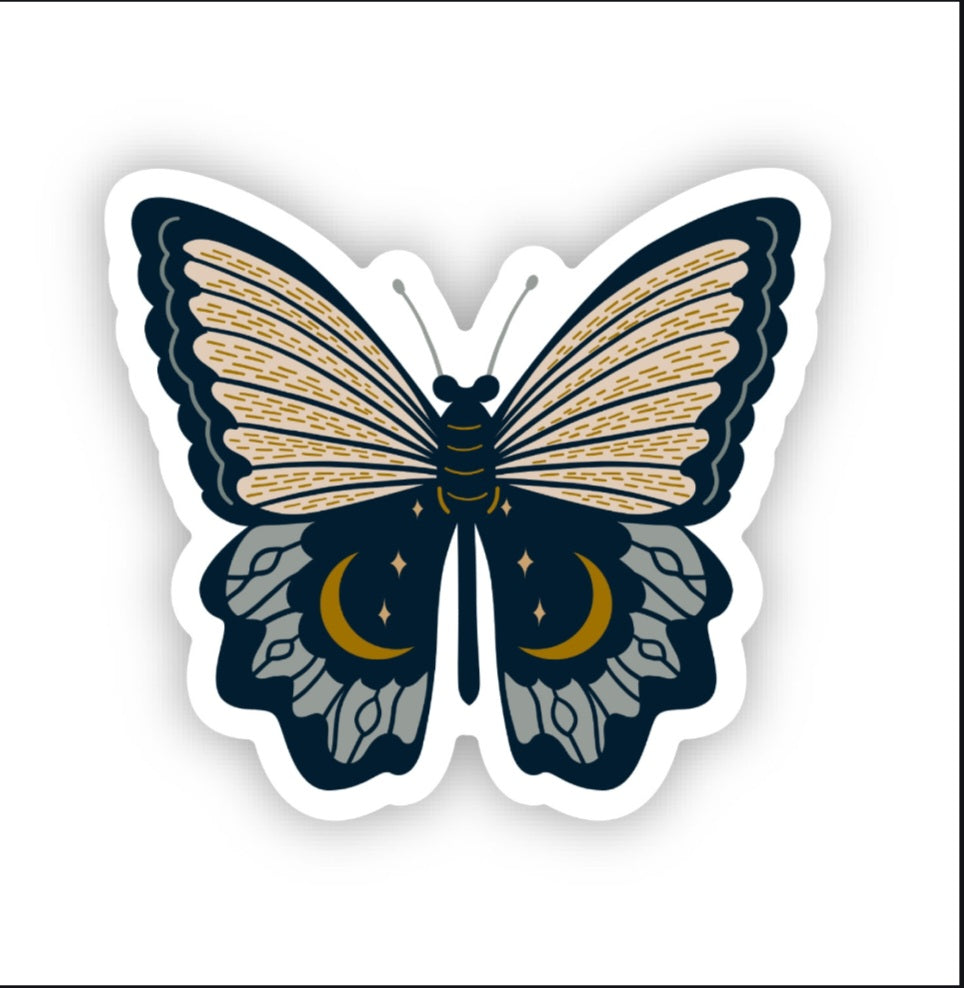Black Moonlit Butterfly Sticker